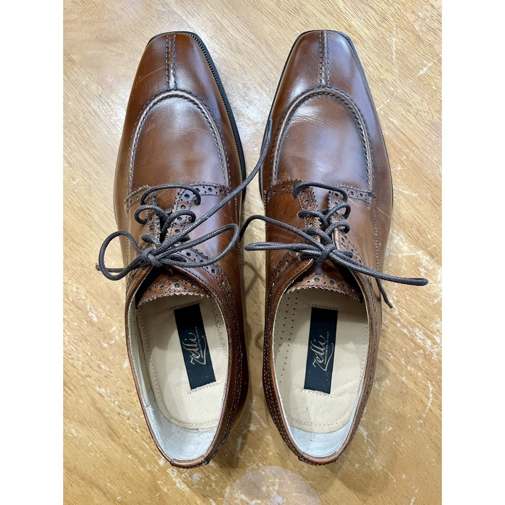 Zelli Mario Italian Calf Split Toe Lace Up Brown Mens 9 Medium 9M Shoes